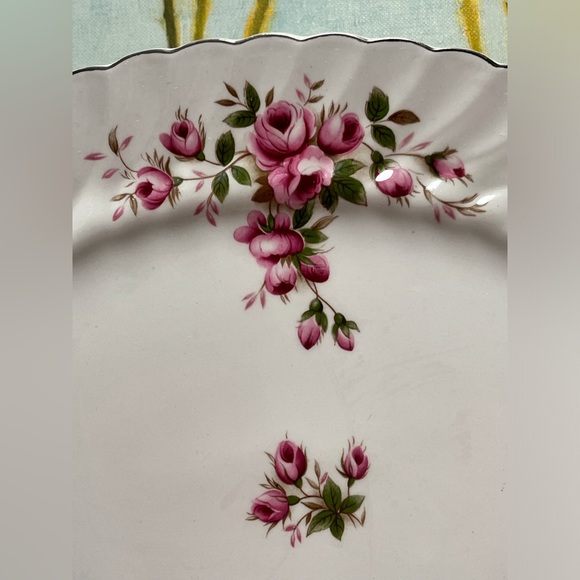 Johnson Brothers Ironstone England 12in Serving Tray Pink Flowers - Picture 3 of 6